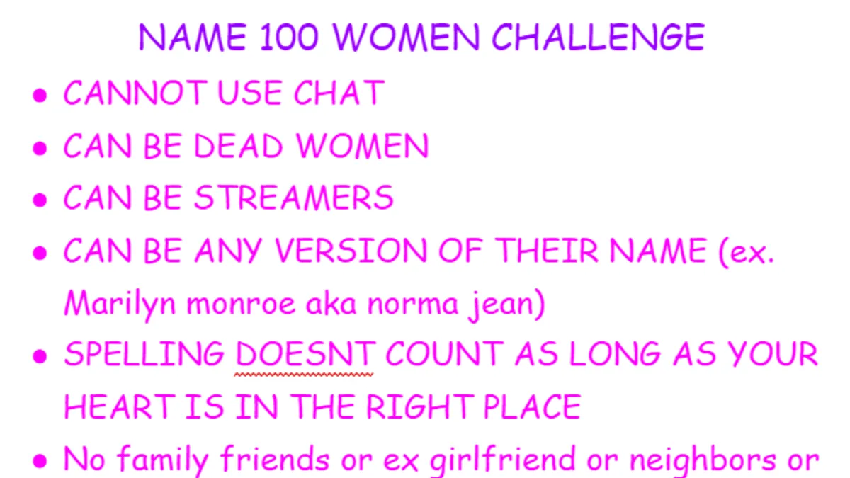 Name 100 Women Challenge