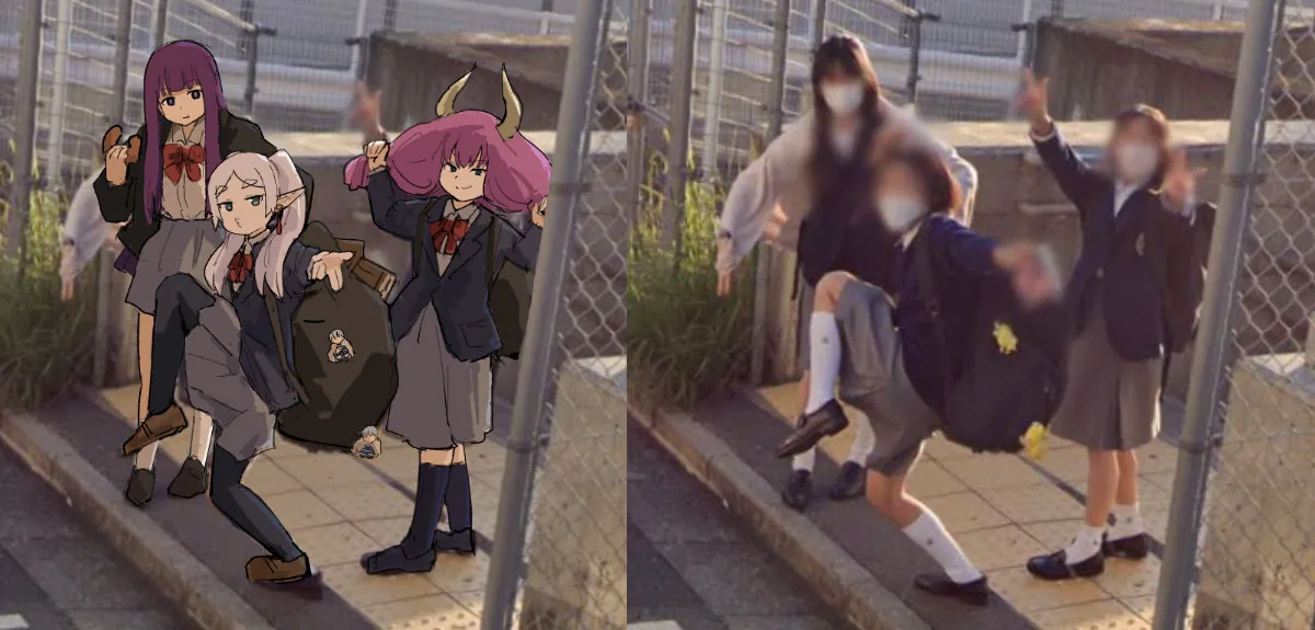 Three Girls Posing In Google Street View