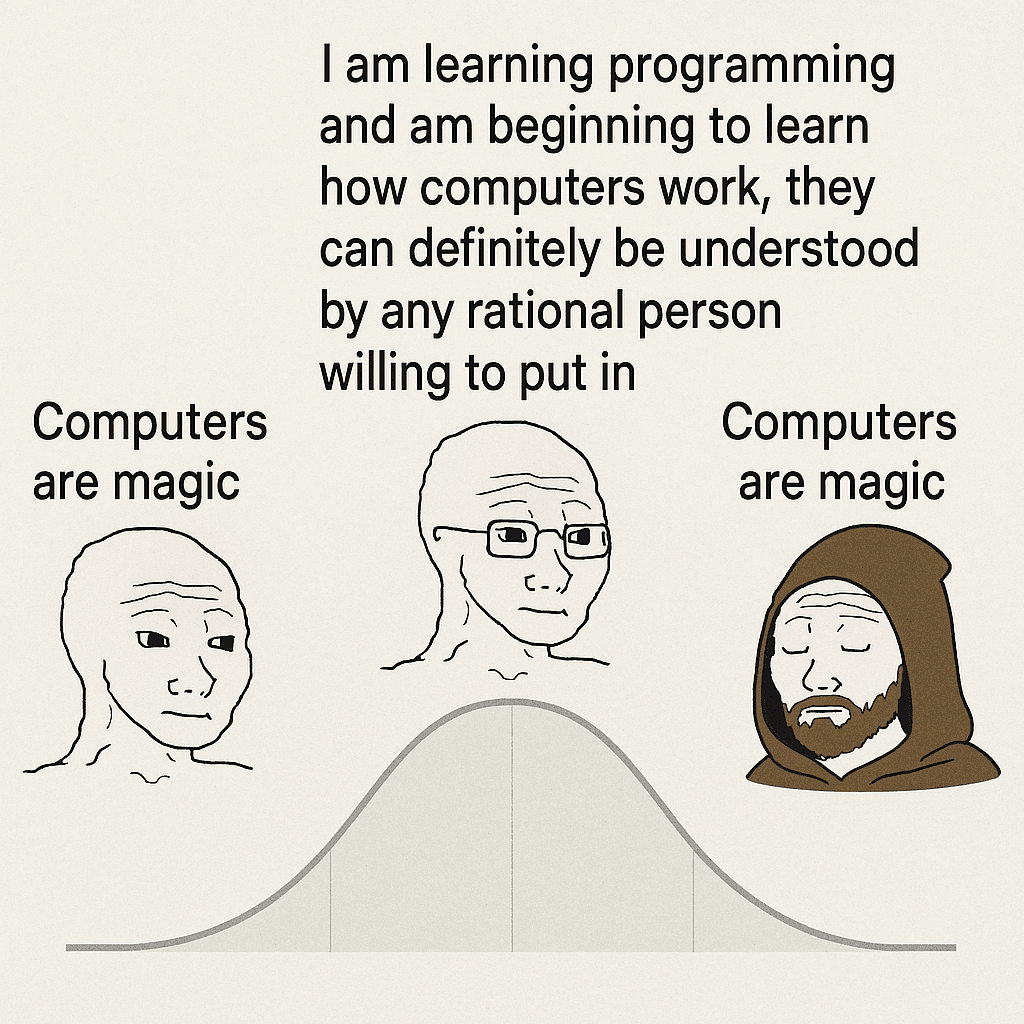 theMoreILearnAboutComputersTheLessCertainIAmThatWeArentJustBindingEvilSpiritsToAMetalChasisAndCompellingThemThroughArcaneWitchraftToDoOurBidding